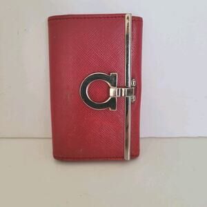 Salvatore Ferragamo Gancini Key Case Ring Holder Wallet Leather Small Pink